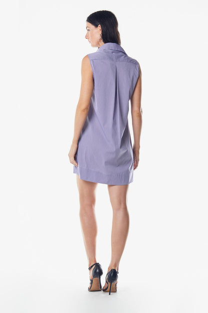 Vestido italiano sin mangas de algodón en color morado