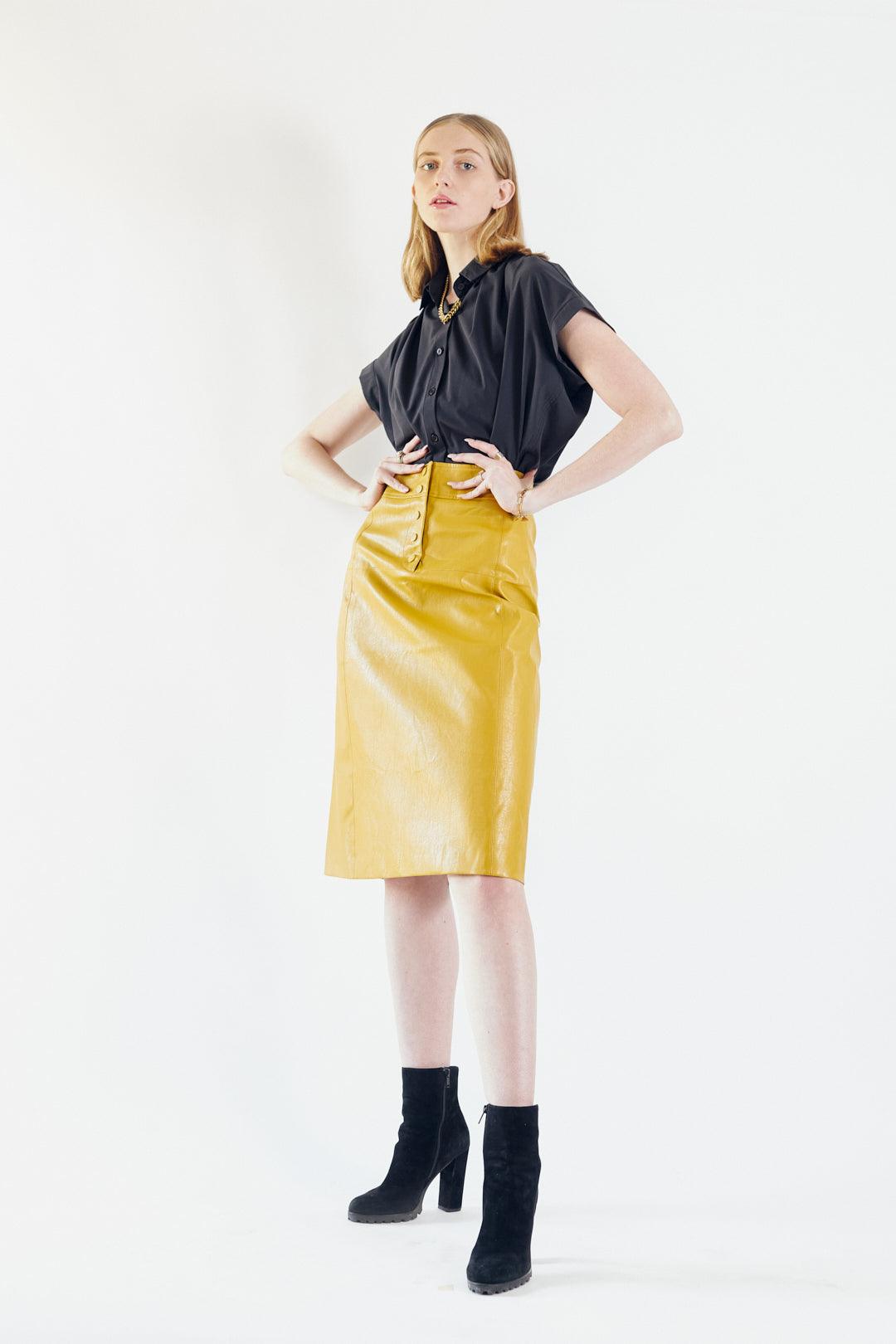 Glossy Vegan Leather Pencil Skirt