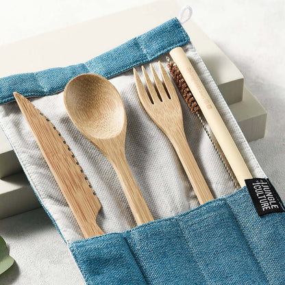 Bamboo Cutlery Set (Brown bag)-4