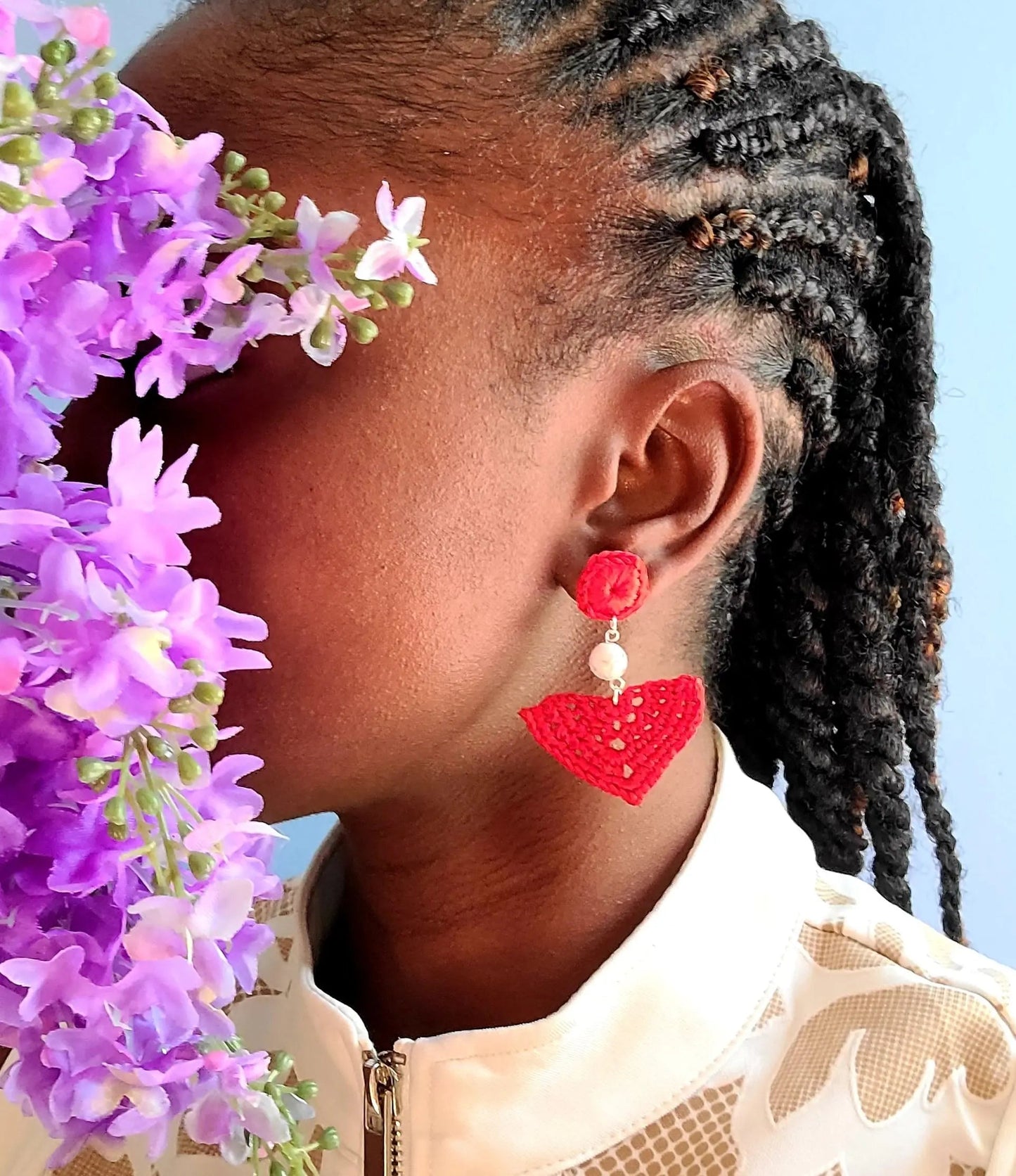 White Howlite Dangle Earrings-1