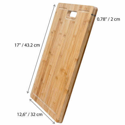 Extra Large Bamboo Cutting Board - 17x12.5 inch Wood Cutting Board for Meat, Cheese, Veggies - Wood Serving Tray with Juice Groove and 3 Compartments-2