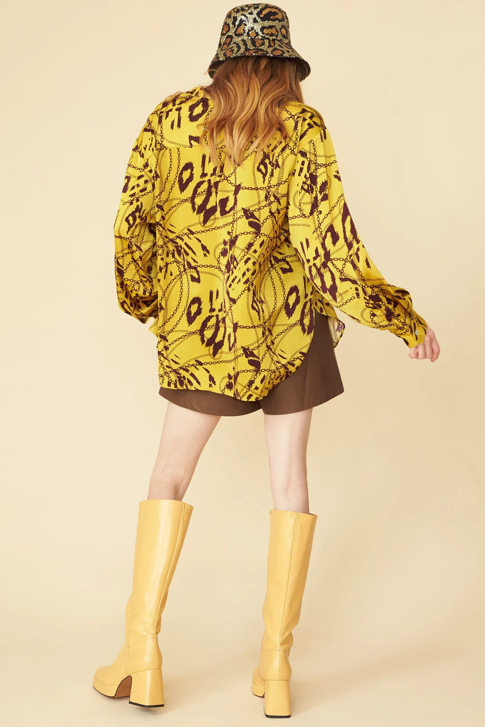 Yellow Tencel Blend Lucky Chain Shirt-4