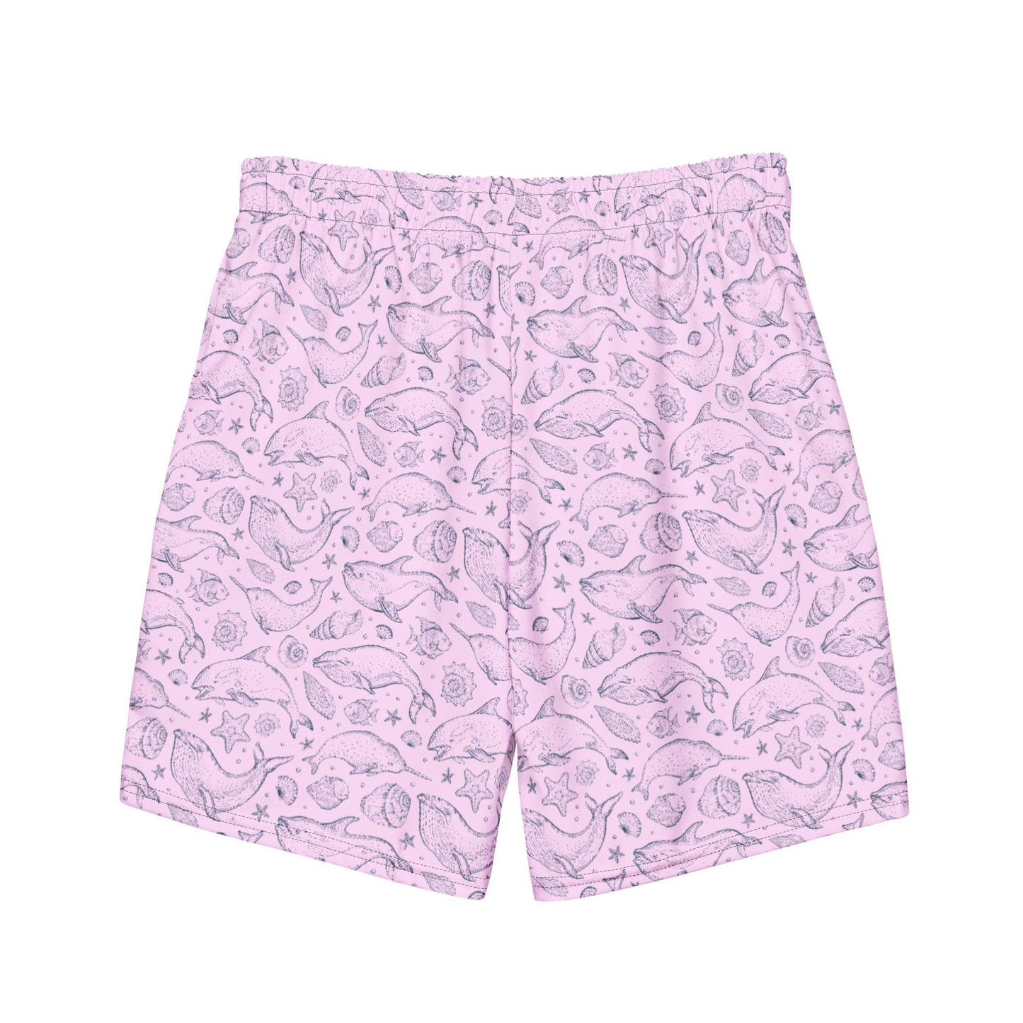 TROPICAL SEAS CLOTHING Men's Eco Pink Whale Pod Swim Trunks