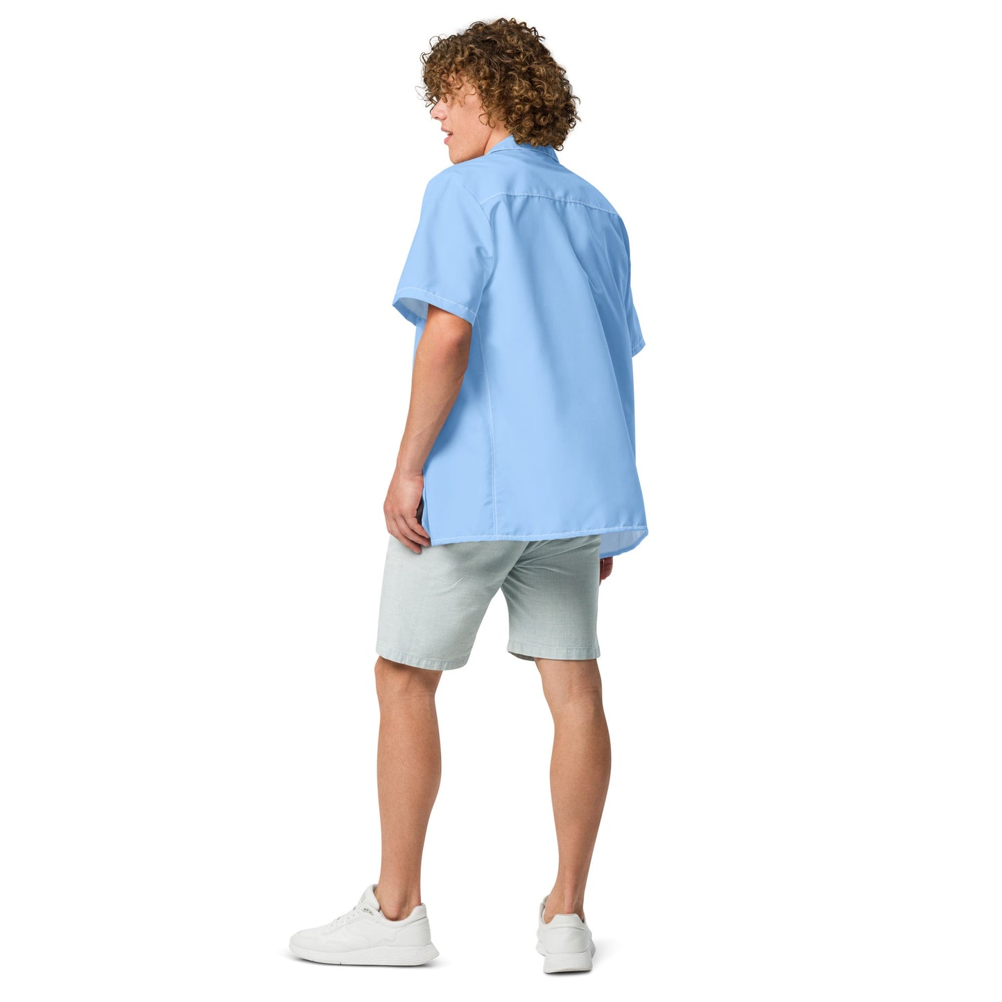 Camisa de campamento con botones en azul cielo sin etiqueta Island