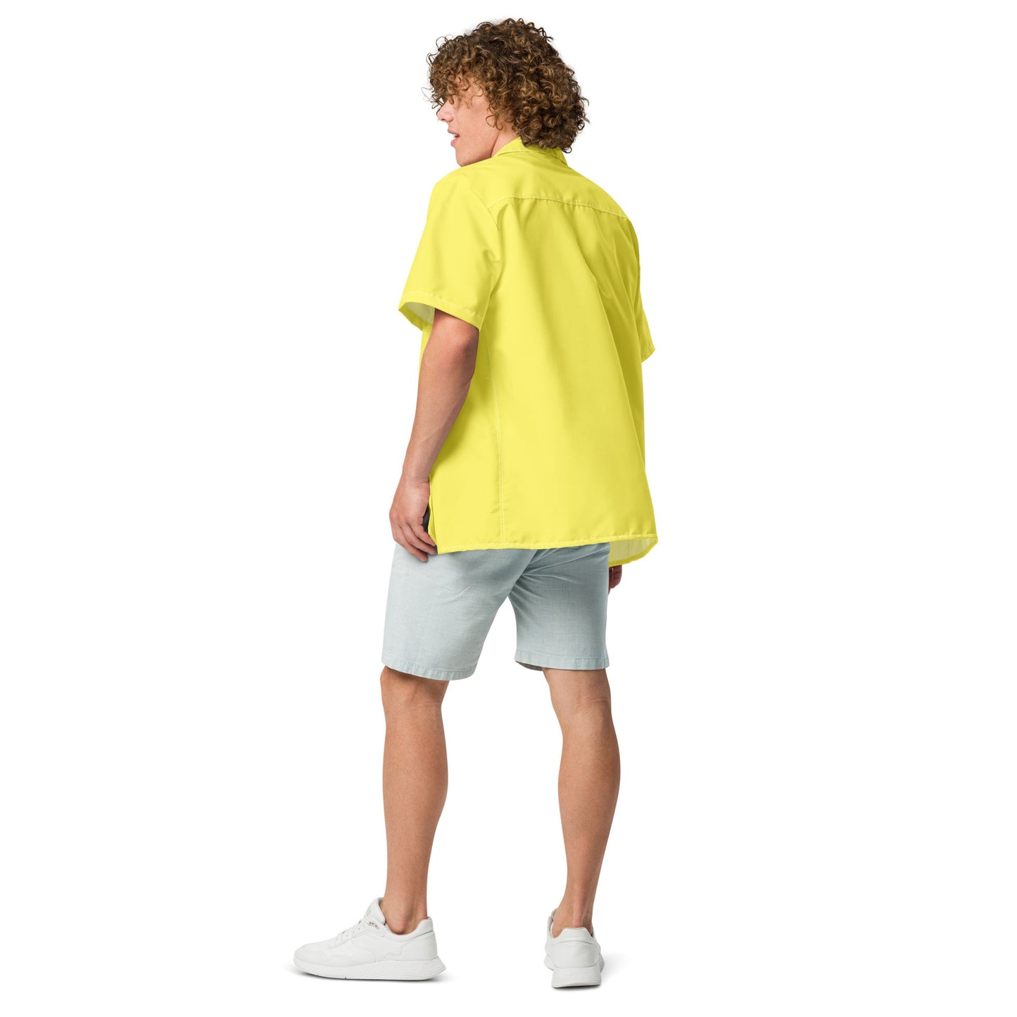 Camisa de campamento con botones y sin etiquetas de color amarillo plátano