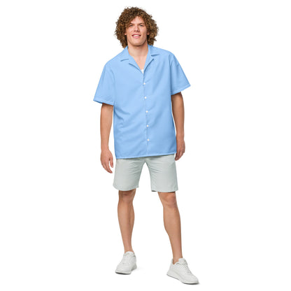 Camisa de campamento con botones en azul cielo sin etiqueta Island