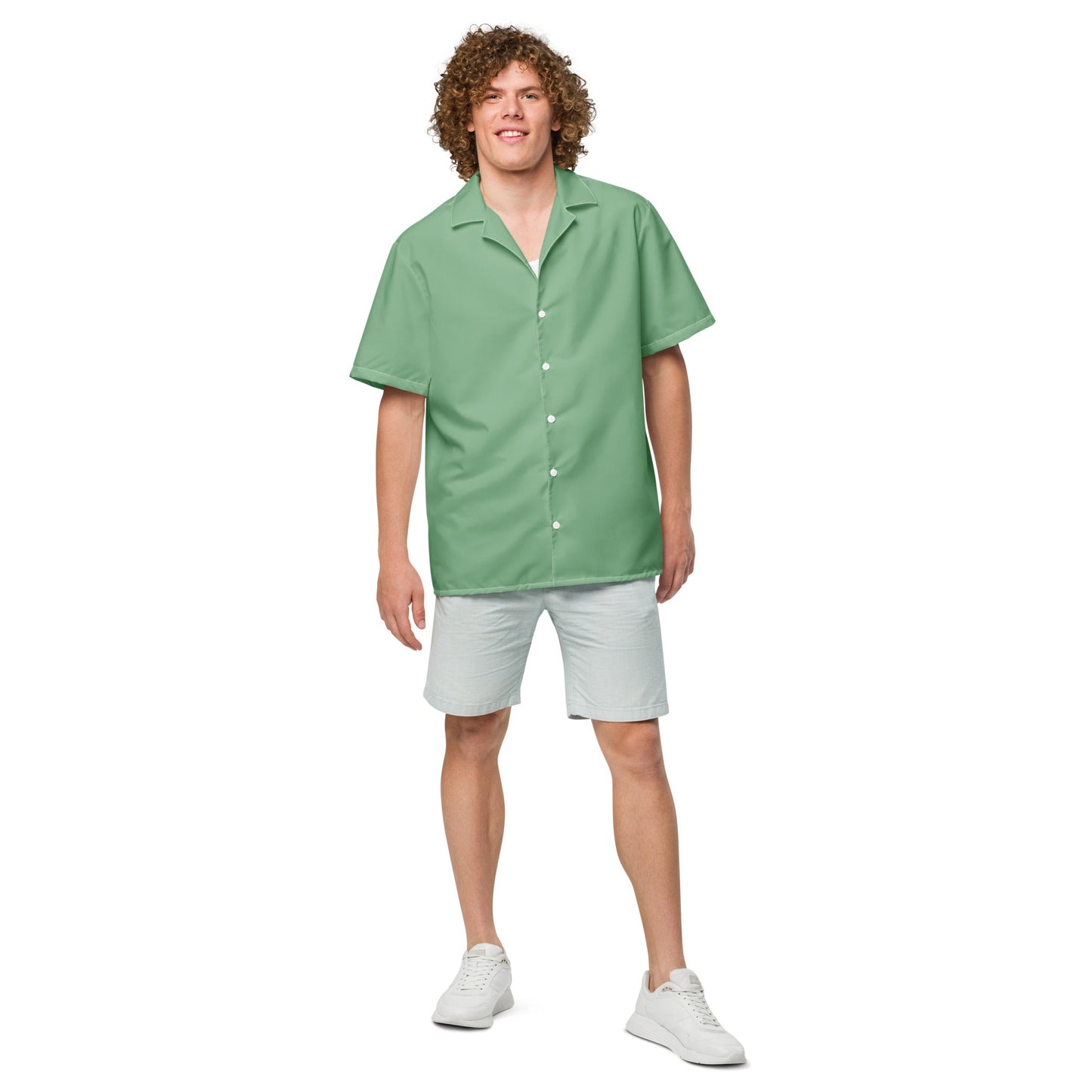 TROPICAL SEAS CLOTHING Labelless Palm Green Button Down Camp Shirt