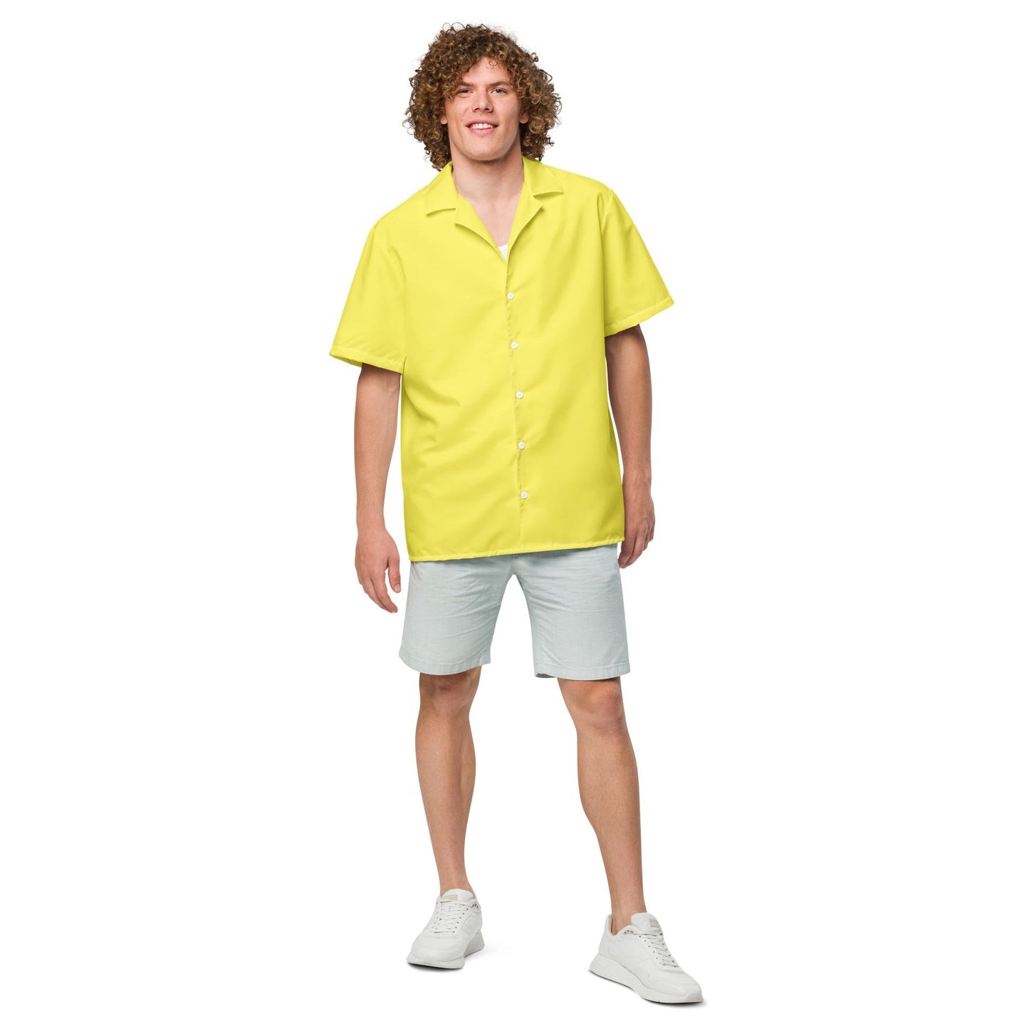 Camisa de campamento con botones y sin etiquetas de color amarillo plátano