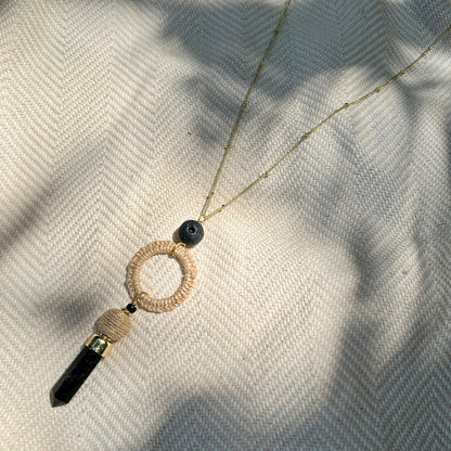 SLATE + SALT Black Agate Jute Necklace