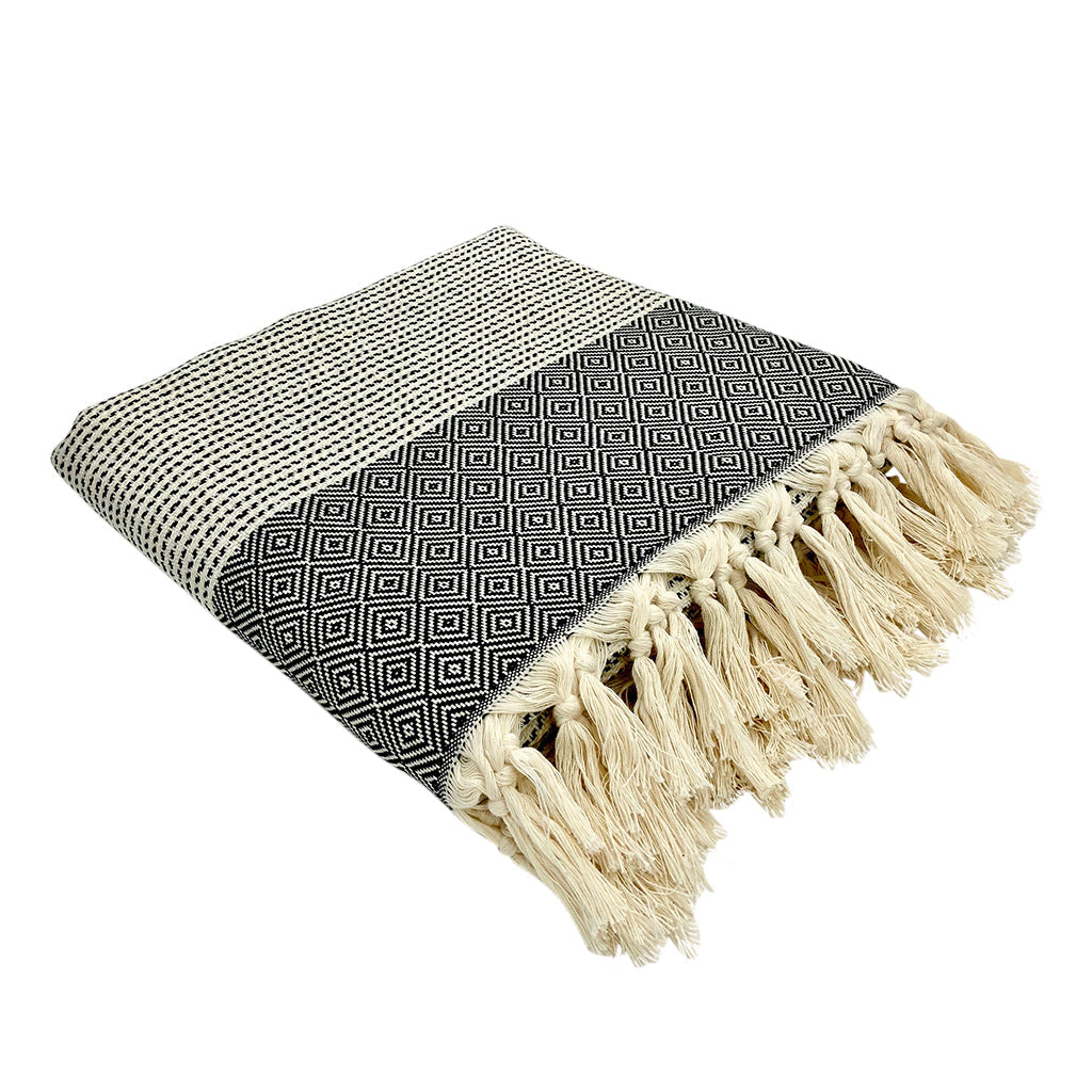 SLATE + SALT Diamond Stripe Turkish Throw