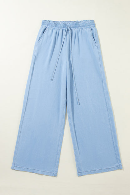 Drawstring Wide Leg Jeans