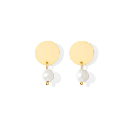 SLATE + SALT Freshwater Pearl Disc Earrings