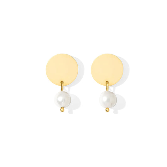 SLATE + SALT Freshwater Pearl Disc Earrings