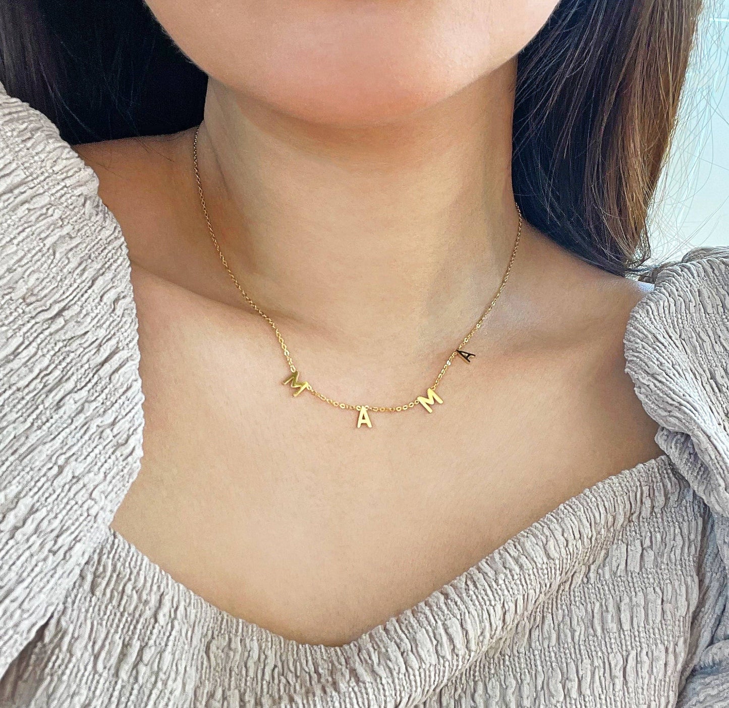 Mai Désirée Mama Gold Dainty Letter Necklace