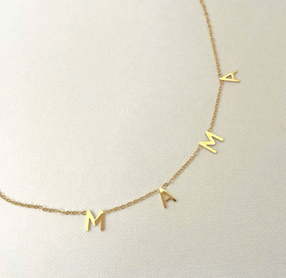 Mama Gold Dainty Letter Necklace