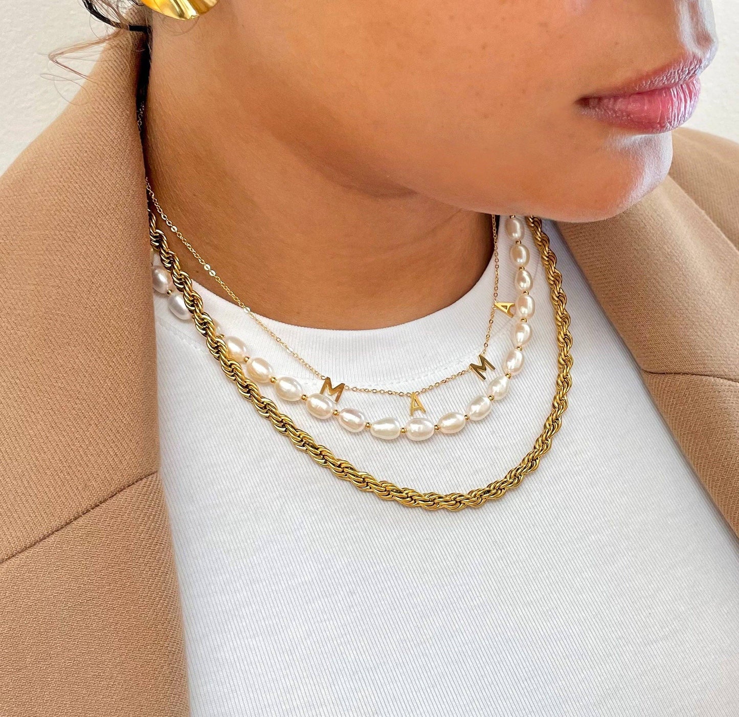 Mama Gold Dainty Letter Necklace