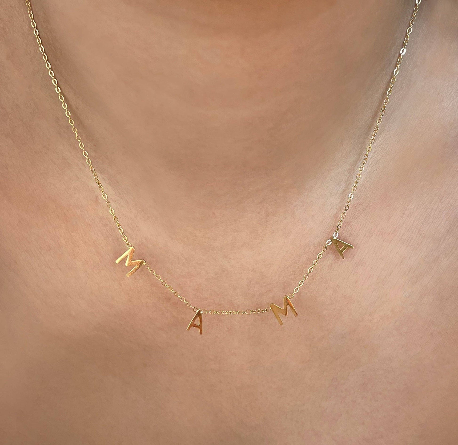 Mama Gold Dainty Letter Necklace-Necklaces-Mai Désirée-WONENA