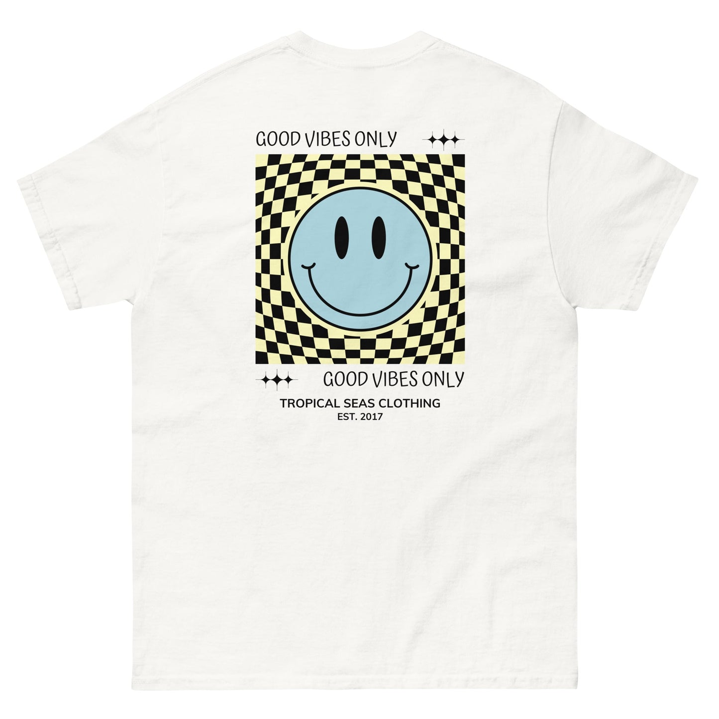 TROPICAL SEAS CLOTHING Men's Good Vibes Smiley Face classic tee