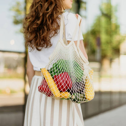 EcoFreax Mesh Market Reusable Shoulder Cotton Grocery Bag