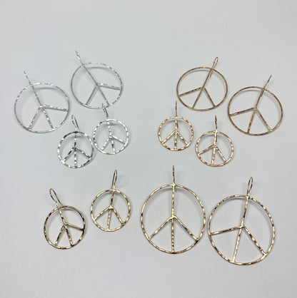 Rustic Peace Sign Earrings - Let There Be Peace Earrings - Small