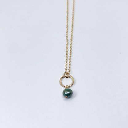 Pearl Drop Charm Necklace-10