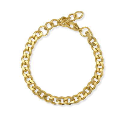 Roslyn Gold Curb Chain Bracelet-Bracelets-Mai Désirée-WONENA