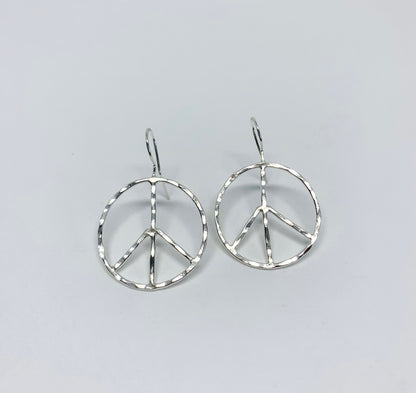 Rustic Peace Sign Earrings - Let There Be Peace Earrings - Small