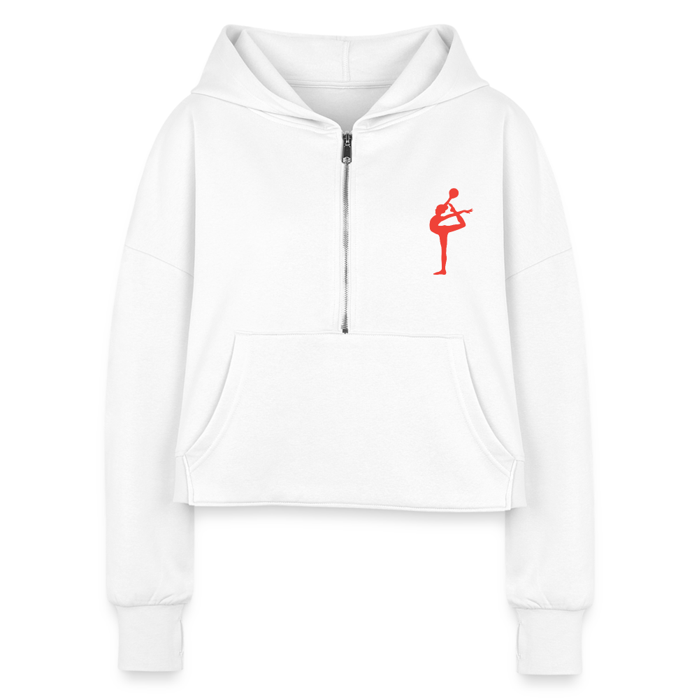 Women's Half Zip Cropped Hoodie - white