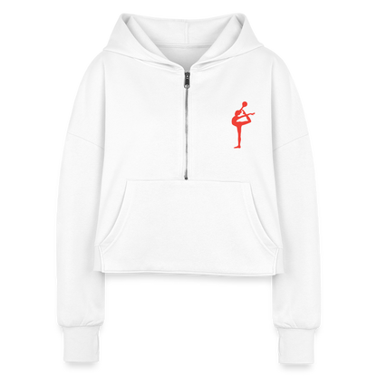 Women's Half Zip Cropped Hoodie - white