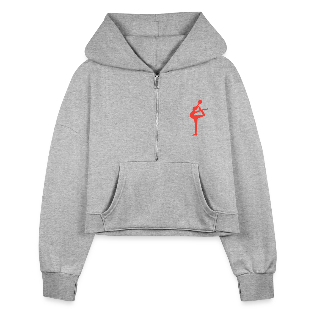 Women's Half Zip Cropped Hoodie - heather gray