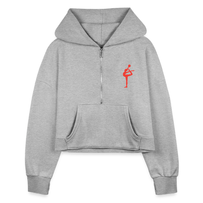 Women's Half Zip Cropped Hoodie - heather gray