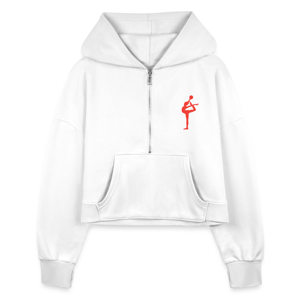 Women's Half Zip Cropped Hoodie - white