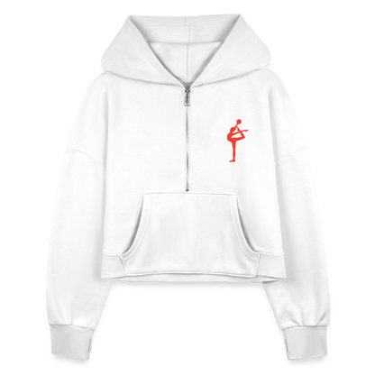 Women's Half Zip Cropped Hoodie - white