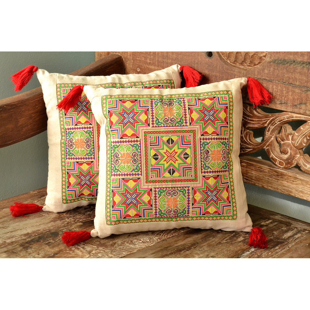 SLATE + SALT Needlepoint Tassel Pillow Cover