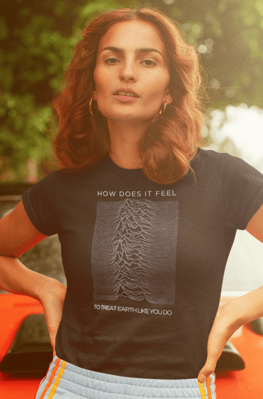 How Does it Feel to Treat Earth Like You Do- Joy Division Organic Cotton Crop Top-0