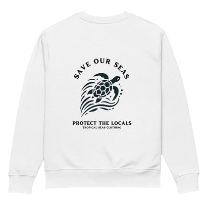 Sudadera con capucha ecológica de tortuga marina Save Our Seas de TROPICAL SEAS CLOTHING: sudadera unisex 100 % algodón orgánico