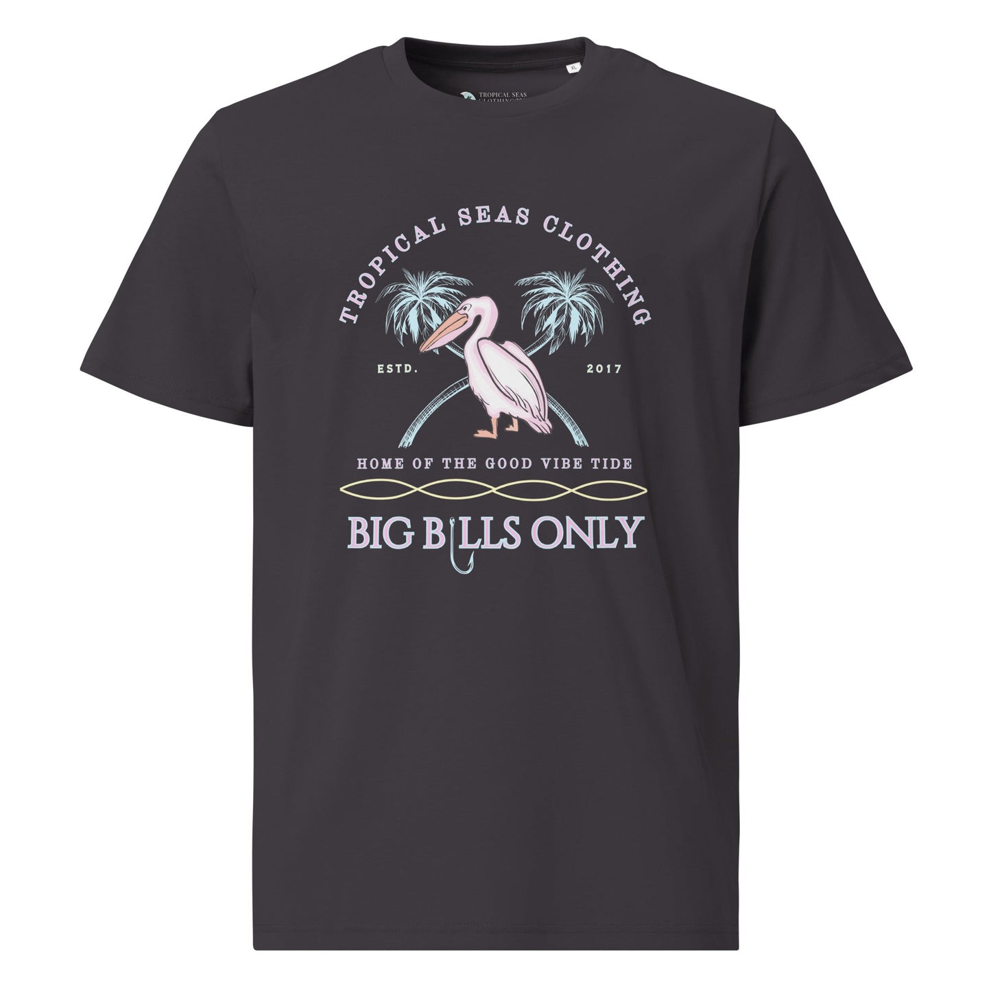 TROPICAL SEAS CLOTHING Premium Men's Tropical Pelican Organic Cotton T-Shirt – Sustainable Comfort with Coastal Style