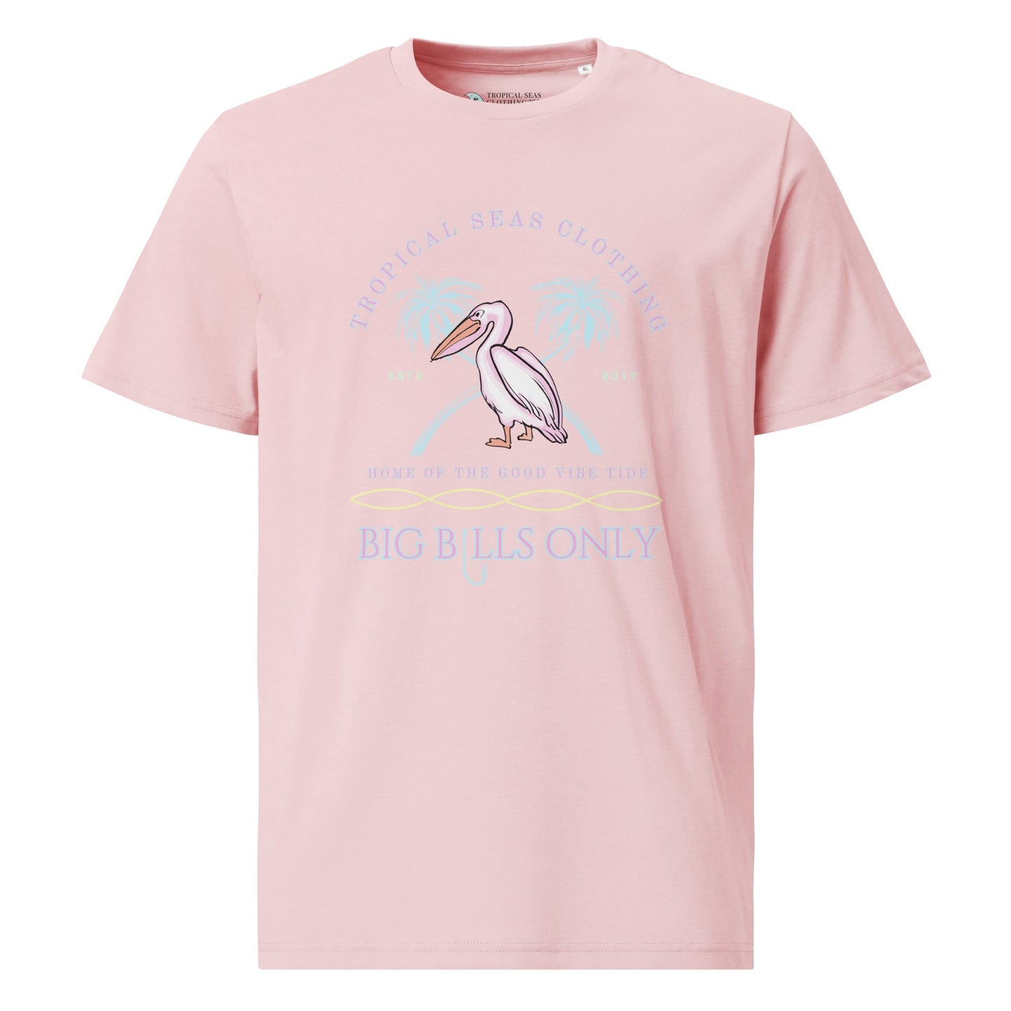 TROPICAL SEAS CLOTHING Premium Men's Tropical Pelican Organic Cotton T-Shirt – Sustainable Comfort with Coastal Style