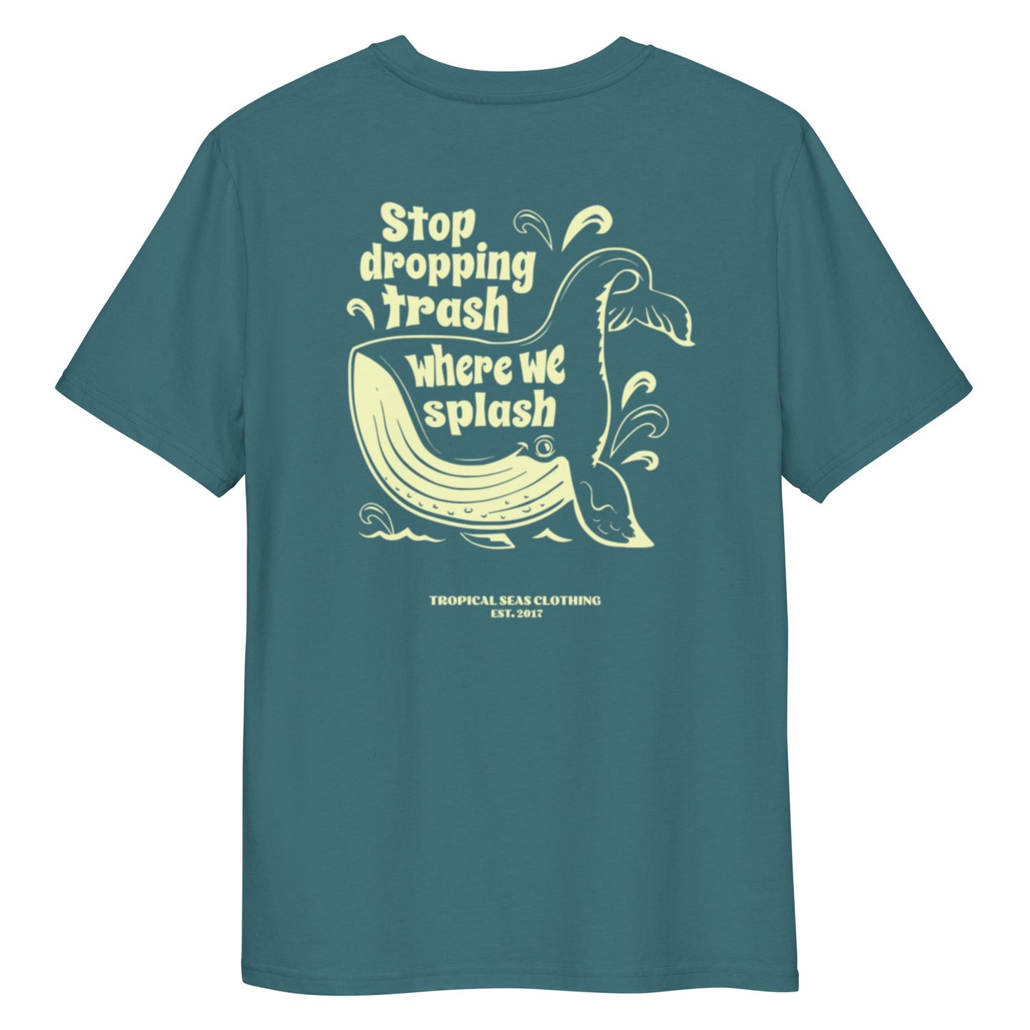 Camiseta de algodón orgánico Whale Trash Splash TROPICAL SEAS CLOTHING