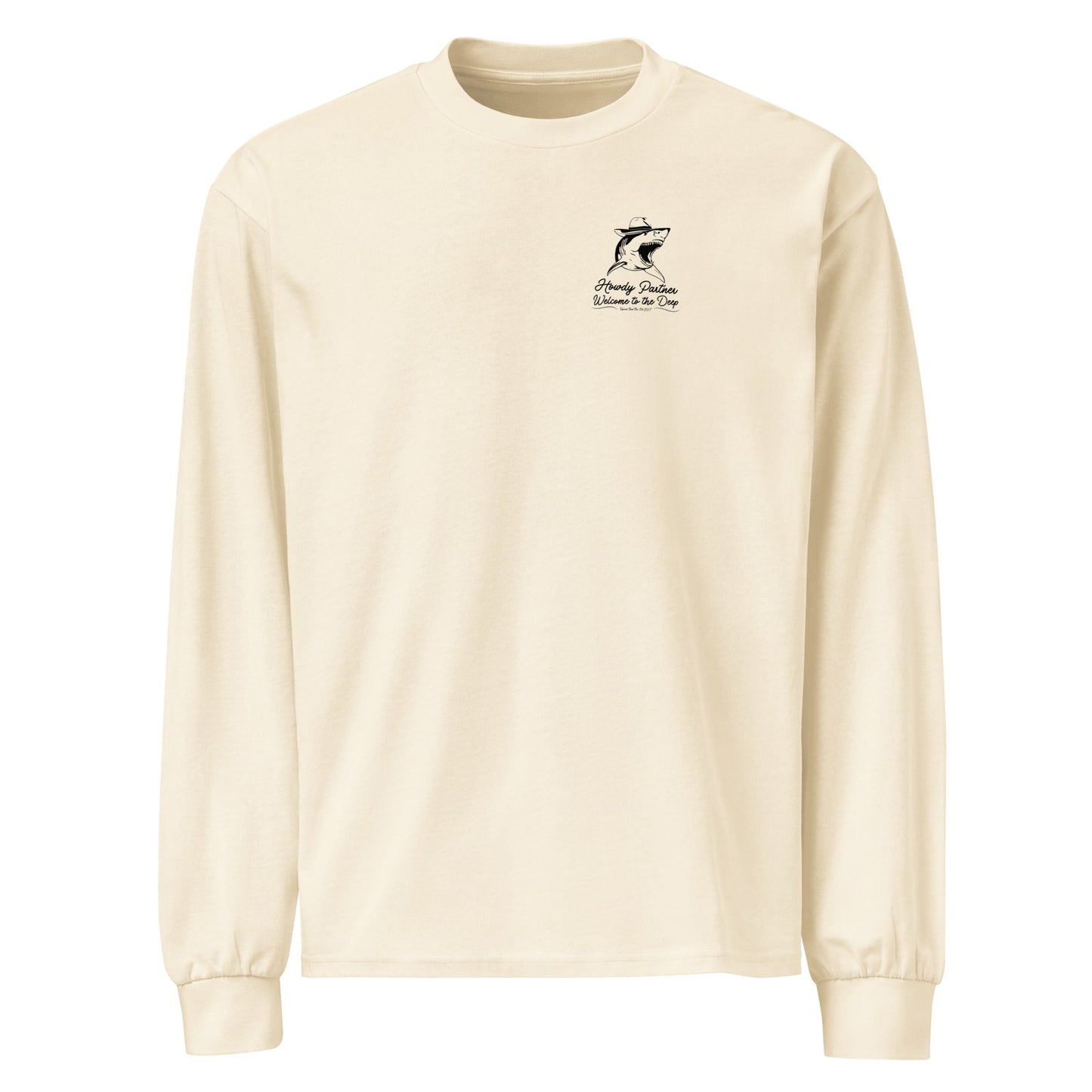 Premium Welcome to the Deep | White Shark|  heavyweight long sleeve shirt-1