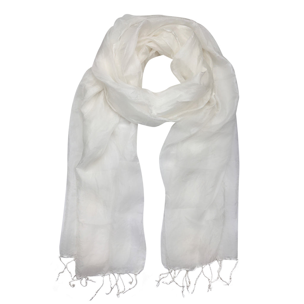 SLATE + SALT White Khmer Silk Scarf